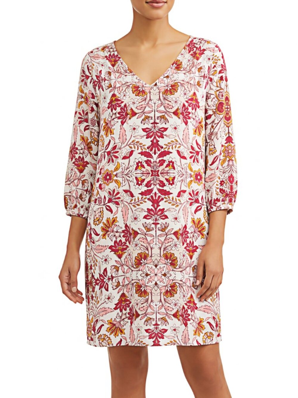 Old Navy White Floral Shift Shirtdress Cottagecore Boho Casual Dress Size XL